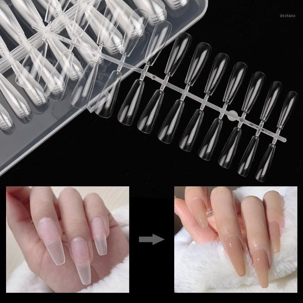 

240pcs long coffin false nails ballerina nail tips full cover acrylic clear natural for gel tool1, Red;gold