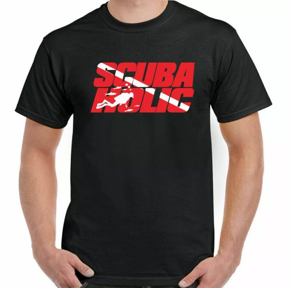 

scubaholic man fun diving dive shirt diver sea equipment gear, White;black