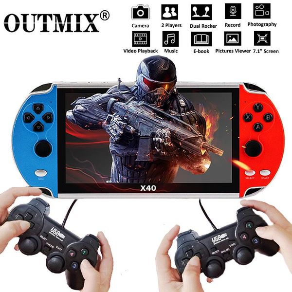 

video game 7.1 inch lcd double rocker portable handheld retro console mp4 player tf card for gba/nes 3000 games players