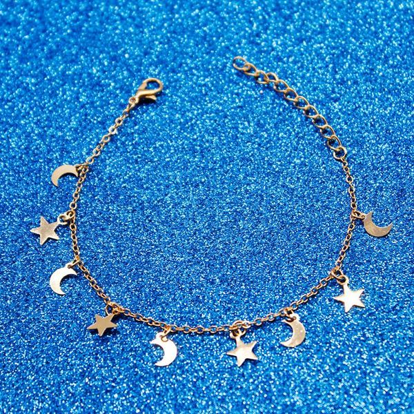 

charm bracelets 1pc fashion moon star rope chain street style girls friendship hand bracelet lucky for couple women jewelry gift, Golden;silver