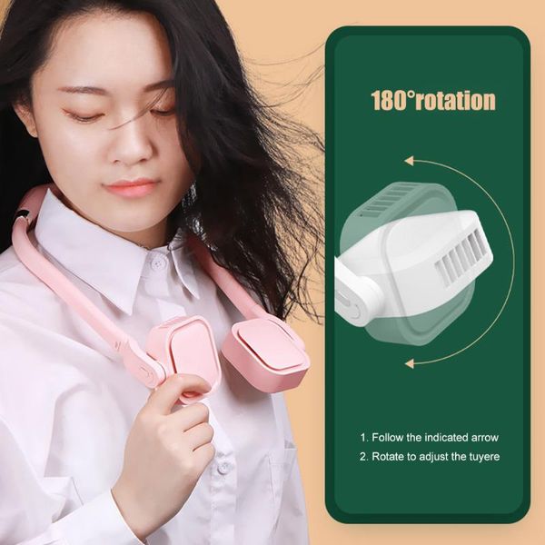 

electric fans 4000mah hanging neck mini portable folding usb small fan mute handheld desk180 degree rotatable