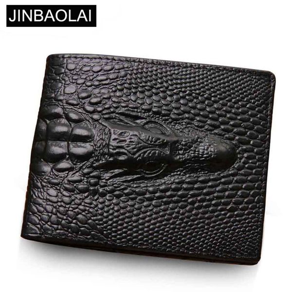 

genuine leather men crocodile pattern coin pocket short purse wallets, Red;black