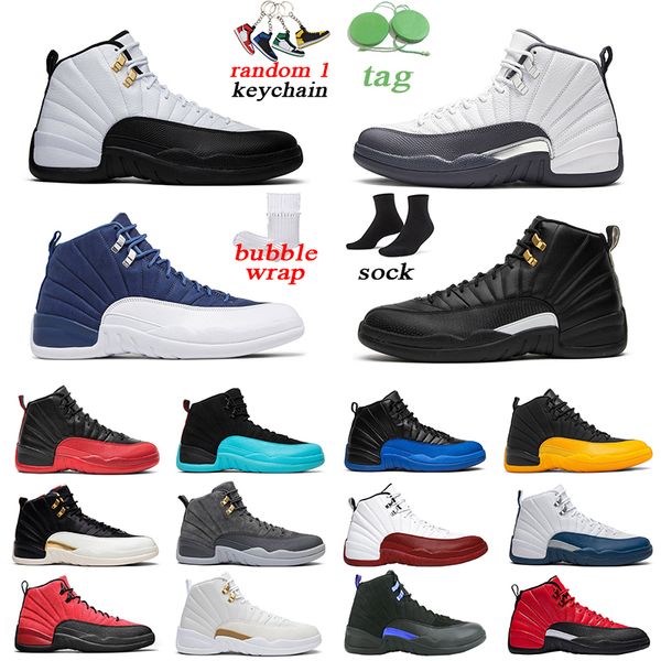

fashion men basketball shoes 12s jumpman university gold indigo the master sports sneakers mens trainer size 7-13