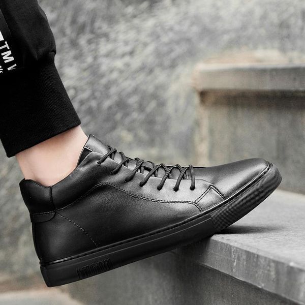 

boots men's for autumn winter plush keep warm fur handtailor cowhide skid resistance british fashion casual snow o4, Black