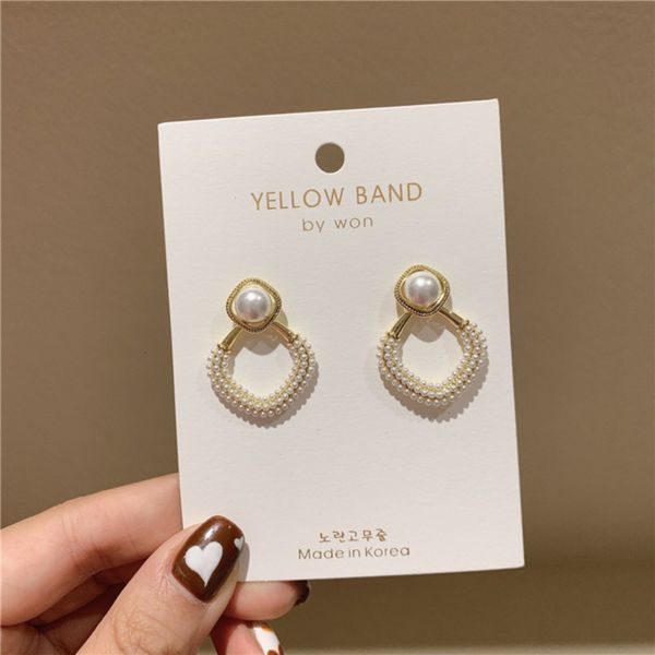 

korean 925 silver needle full diamond pearl personality simple square geometry versatile earring net red earrings, Black