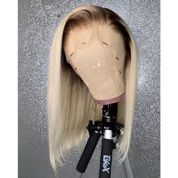 

synthetic wigs short ombre light golden #613 lace front for black women heat resistant fiber hair wig with natural hairline