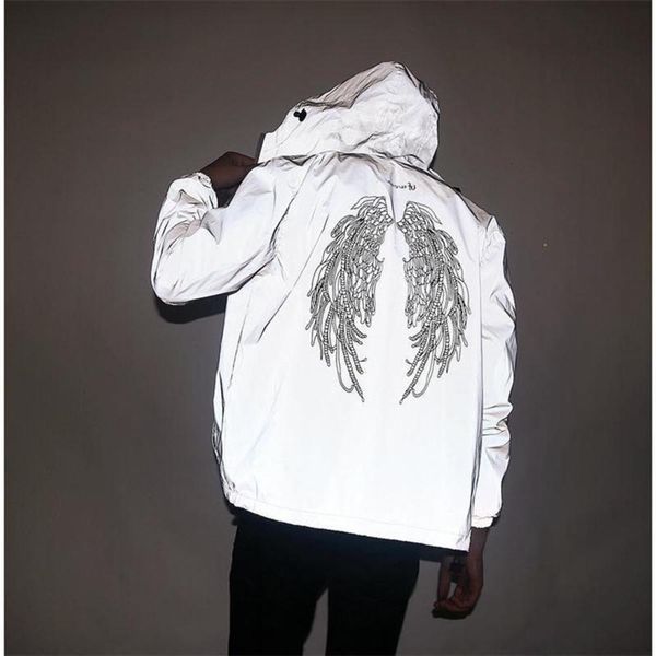 

xiangyou spring and autumn luminous storm windbreaker men's women's br 3m reflective clothes shorts, Black;brown