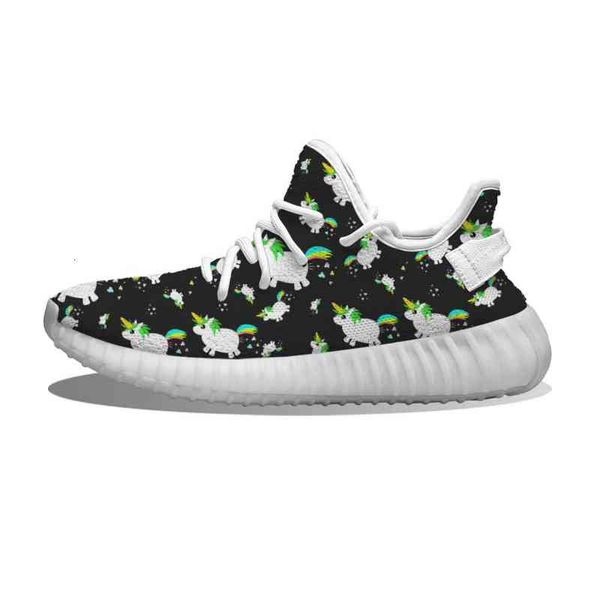 

ku diy custom green lucky unicorn running shoes mesh printed mens womens trainers outdoor sports sneakers, Black;white