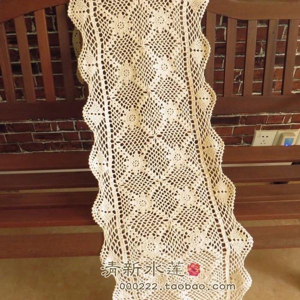 

table cloth handmade crochet flower tea, several cupboards, flags, european style retro cotton hollowed scarves, rectangular beige