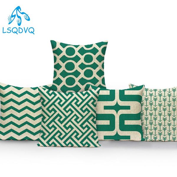 

cushion/decorative pillow cotton linen green geometric stripe wave cover decoratives sofa home cushion for bedroom living room decoration