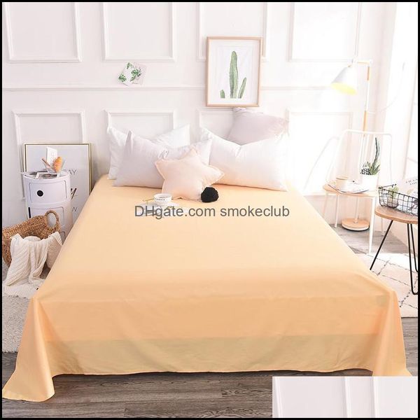 Lençóis Conjuntos Suprimentos de cama Home Têxteis Jardim Quarto Único Duplo Amarelo Algodão Folha Plana Colidge Roupa Hometextiles El Bed Twin