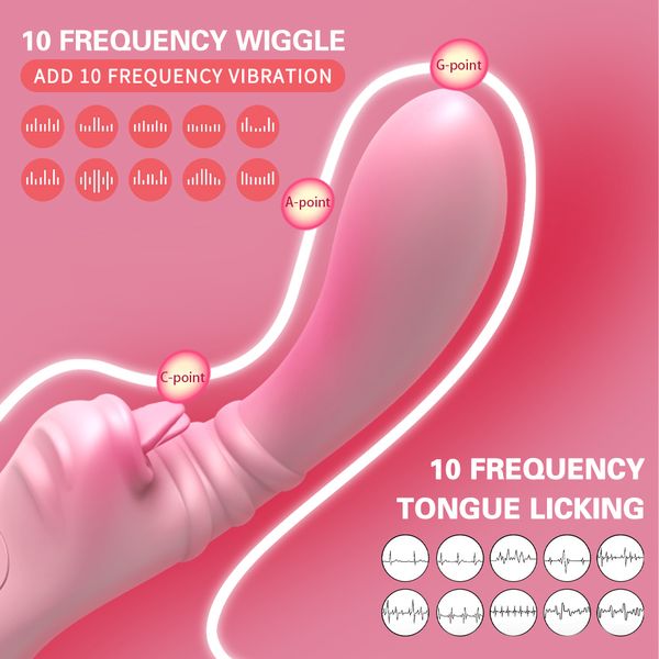 Brinquedo sexual massageador 10 Freqüência Wiggle Vibrador Vibrador Clitóris Língua Lambendo Massageador G-Spot Estimulador Vaginal Máquina Brinquedos Adultos para Casal 5BLC