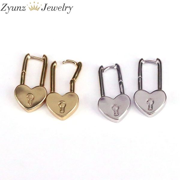 

5 pairs, new fashion earrings heart padlock hoop earrings for women metal copper statement jewelry 2020 brincos gifts, Golden;silver