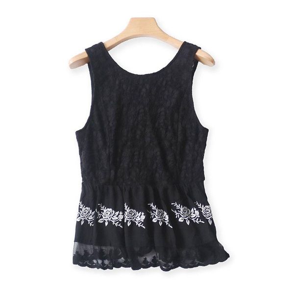 

round neck halter embroidery women clothes off shoulder lace all-match camis for sleeveless 2021 fashion camisole women's tanks &, White