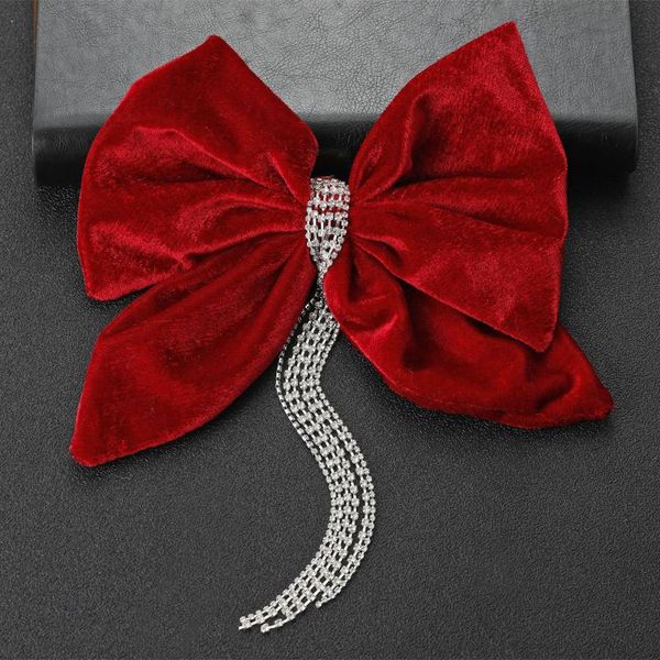 

hair clips & barrettes red satin bow hairpin with tassel decor chinese bowknot barrette holder for bride wedding jewelry, Golden;silver