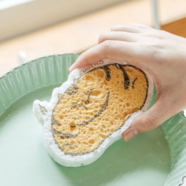 

cartoon compressed magic wood pulp cotton non-stick oil multifunctional household kitchen rag towel roll dishwashing sponge