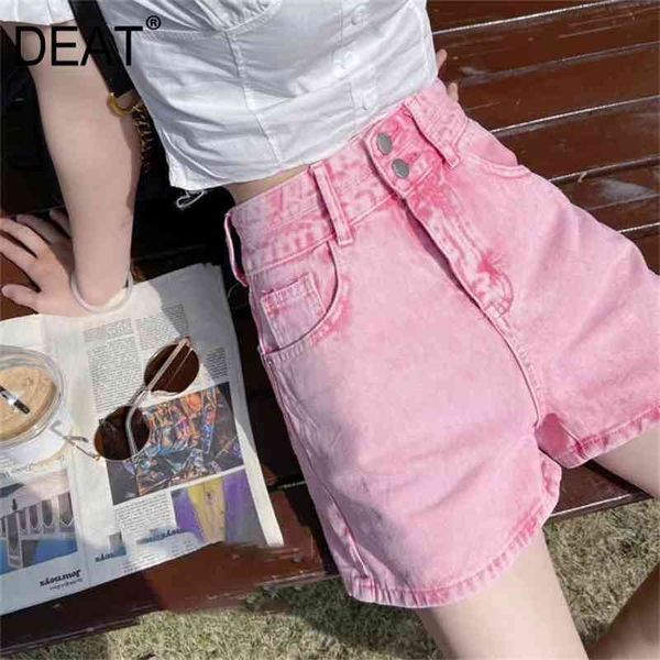 

[deat] summer fashion loose fit solid color high waist temperament casual a-line women denim shorts 13q3447 210527, White;black