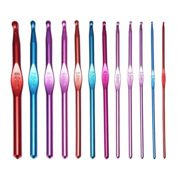 

pcs/set ergonomic multi colour stainless steel crochet hooks yarn knitting needles 2-8mm sewing tools with case drop fishing