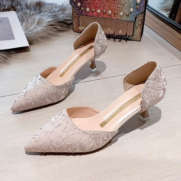 

sandals women summer fashion women's 2021 solid color pointed high heel shoes all-match comfortable shallow, Black