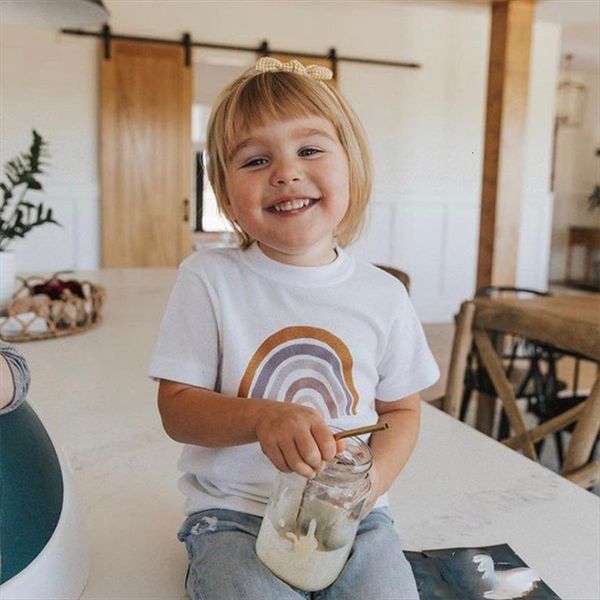 

summer rainbow t shirt kids girl boys clothes short sleeves tees toddler girls clothing for size 3 8 years, Blue