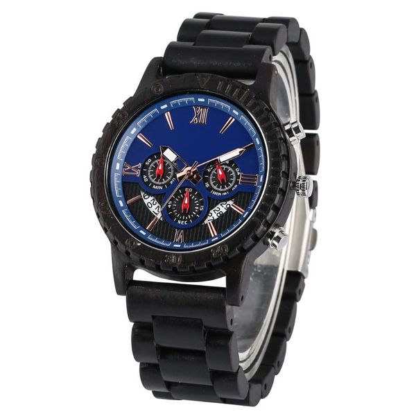 

wristwatches luxurious ebony band wooden watch for men clock with calendar handmade wood wristwatch luxury stylish gifts reloj para hombre, Slivery;brown