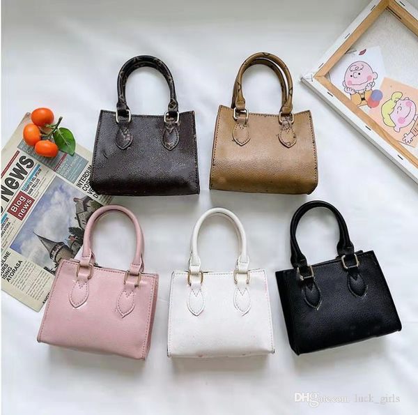

designer kids handbags luxury girls purse fashion flower printed pu mini wallet messenger bags children accessories one shoulder bag f649, Black