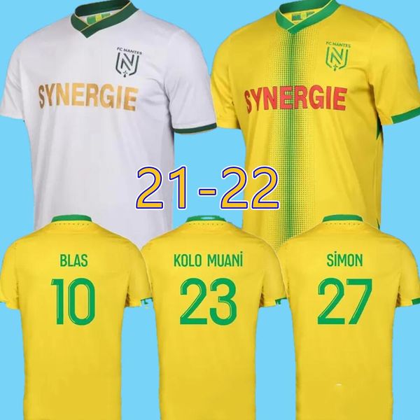 

fc nantes blas simon soccer jerseys 2021 22 away kolo muani maillots de foot cyprien emond coulibaly augustin chirivella, Black;yellow