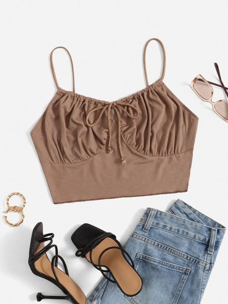 

plus ruched bust knot front cami o4xd#, Black