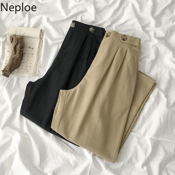 

women's pants & capris neploe kong-style women spring 2021 solid zipper button high waist ladies trousers loose casual straight bottoms, Black;white