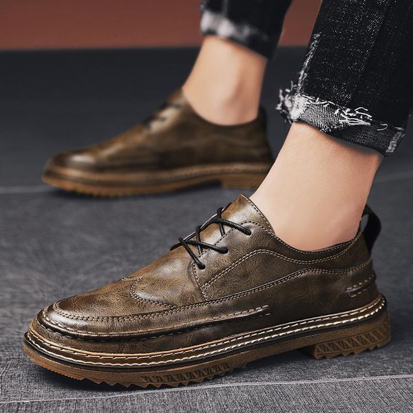 

dress shoes designer formal men male leather classic brogue flats oxfords for wedding office business, Black