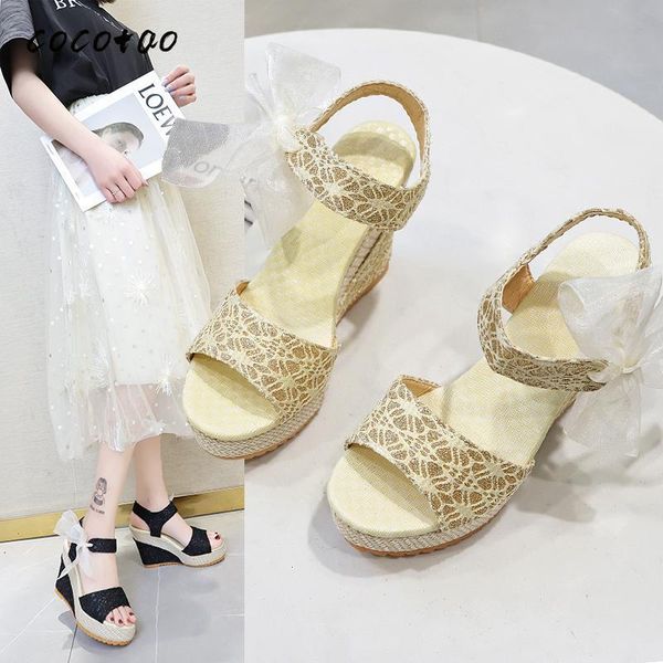 

wedge sandals female 2021 summer korean version of the simple open-toe high-heeled women's shoes students wear casual, Black