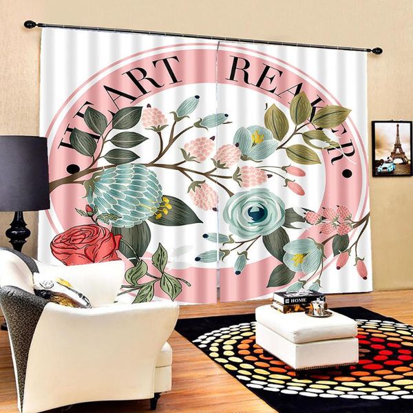 

beautiful po fashion customized 3d curtains pink flower set for bed room living curtain & drapes