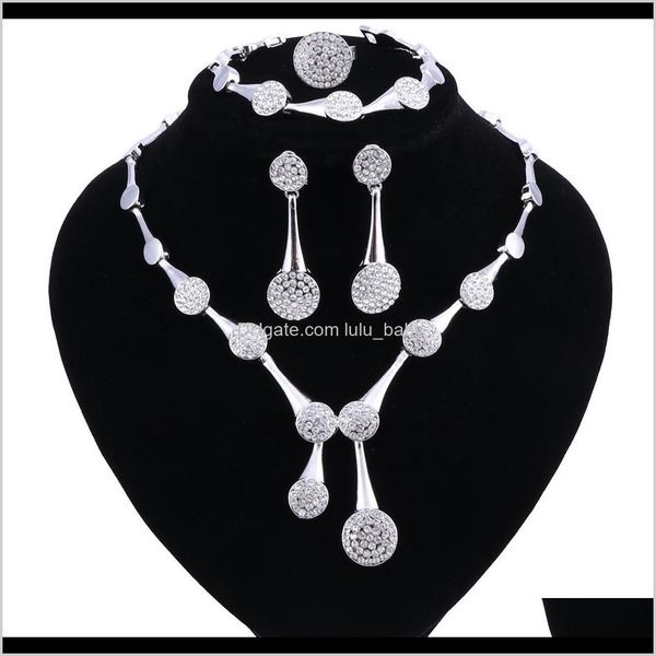 

bracelet drop delivery 2021 african beads jewellery crystal wedding necklace earrings ring set womens clothing accessories bridal jewelry se, Black