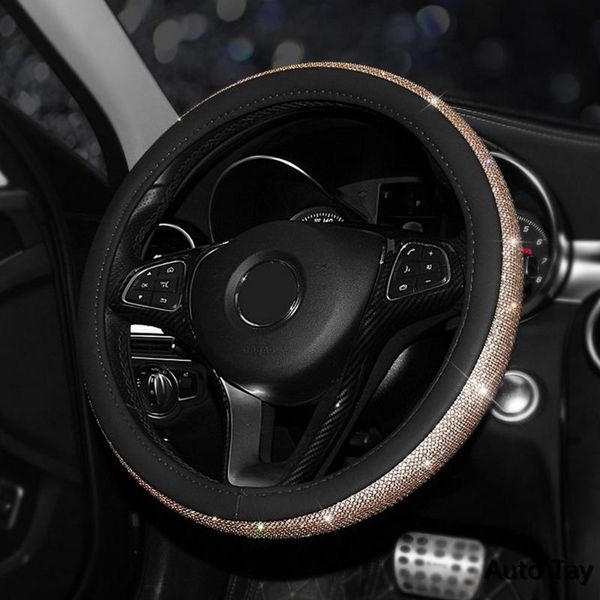 

rhinestones crystal car steering wheel cover pu leather steering-wheel covers auto accessories case styling