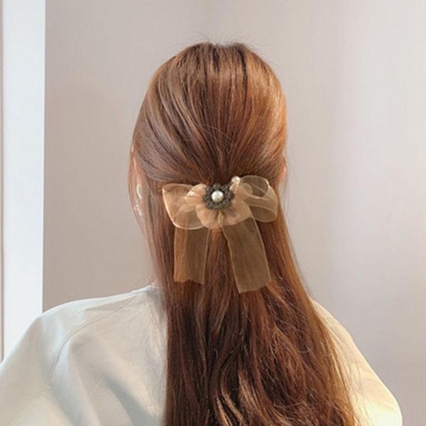 

hair accessories korea east gate flash diamond pearl flower rope snow yarn bow fairy circle head rubber band jewelry, Slivery;white