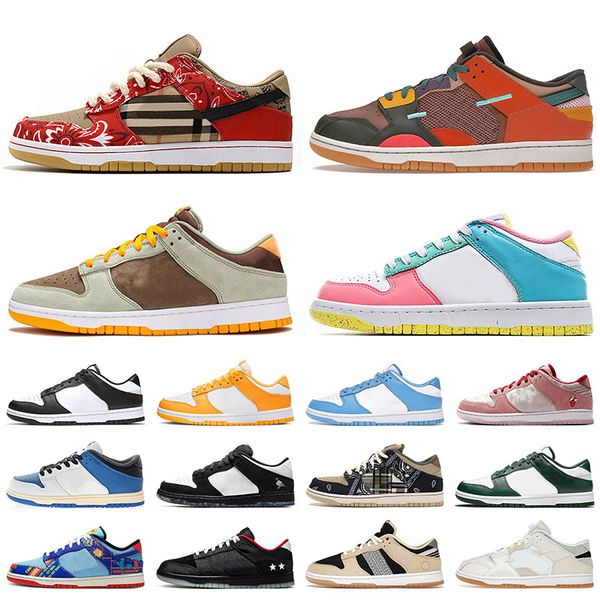 

2022 flats running shoes fashion brand leathe suede trav sco designer sneakers scrap archeo brown strawberry milk orange bears 75th chicago