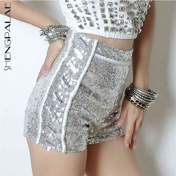 

sequins high waist shorts women's summer streetwear short pant female tide 5c645 210427, White;black