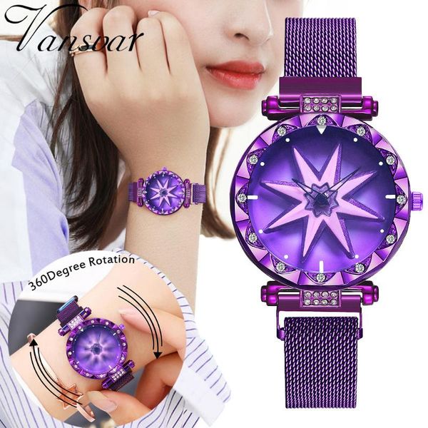 

wristwatches luxe style watches women mesh watch quartz magnet buckle stainless steel flower rotation wristwatch *a, Slivery;brown