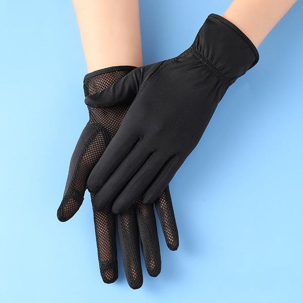 

sports gloves summer mesh exposed fingers women thin breathable sunscreen touch screen driving, Black