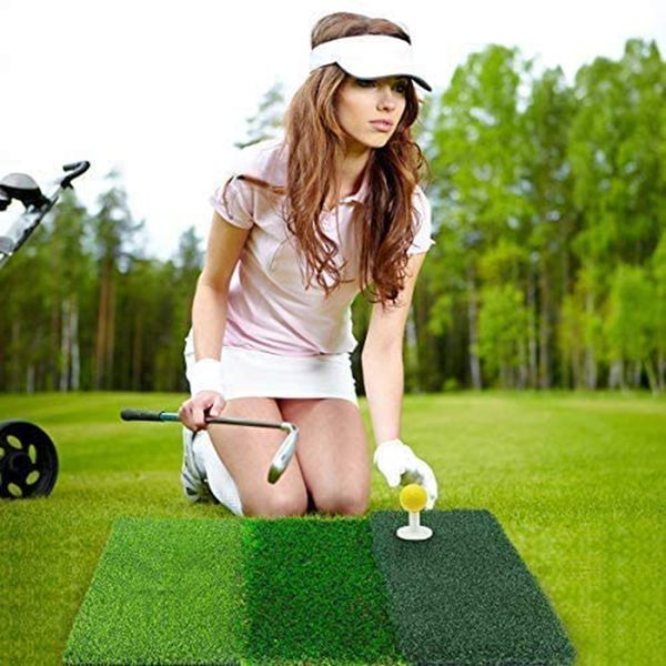 

3-in-1 mini golf course artificial turf grass mat foldable includes tight line rough and fairway for driving training& putting non-slip