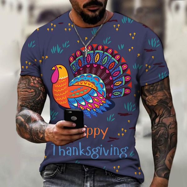 

men's t-shirts thanksgiving turkey pumpkin 3d printed t-shirt hip-hop cartoon fun daily personality harajuku casual breathable loose to, White;black