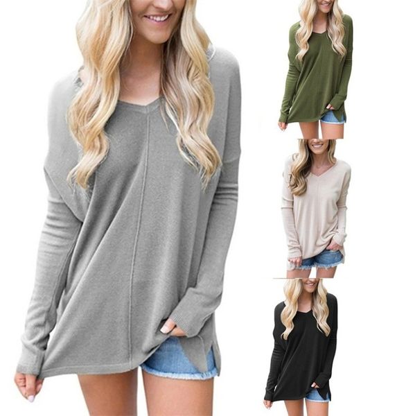 

2021 european and american women's autumn new v-neck long sleeve top, White