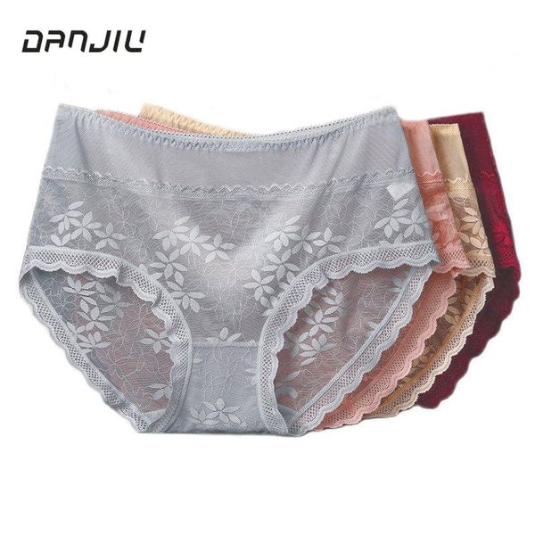 

women's panties women lace net yarn hollow transparent high waist great elasticity thin large underwear exquisite flower breifs, Black;pink