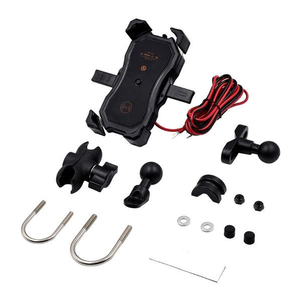 Fahrradhalterung Universal Motorrad Handy Anti Shake Cradle Clamp Wireless/USB Schnelllade-Handyhalter