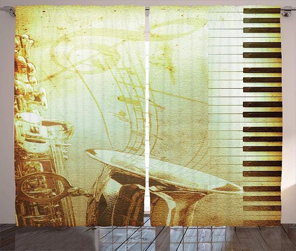 

curtain & drapes music curtains for living room print of piano keys on background with notes nostalgia jazz theme window