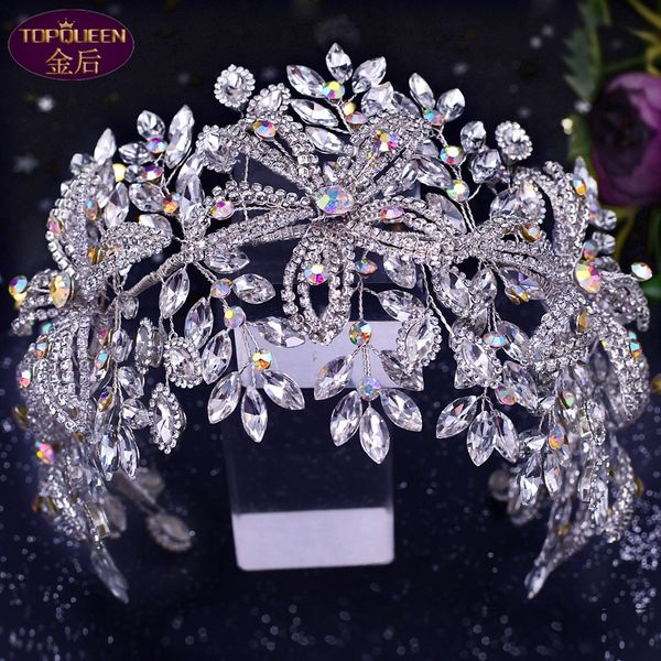 

illusion diamond wedding tiara baroque crystal bridal headwear crown rhinestone with wedding jewelry hair accessories diamond bridal crowns, Silver