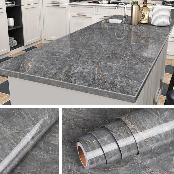 

wallpapers waterproof self adhesive wallpaper for bathroom wall decor pvc marble contact paper kitchen counter peel and stick