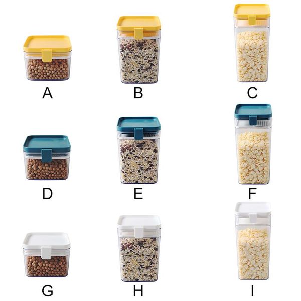

clear plastic sealed tank moisture-proof fresh-keeping storage box snack cereal jar container, yellow, s bottles & jars