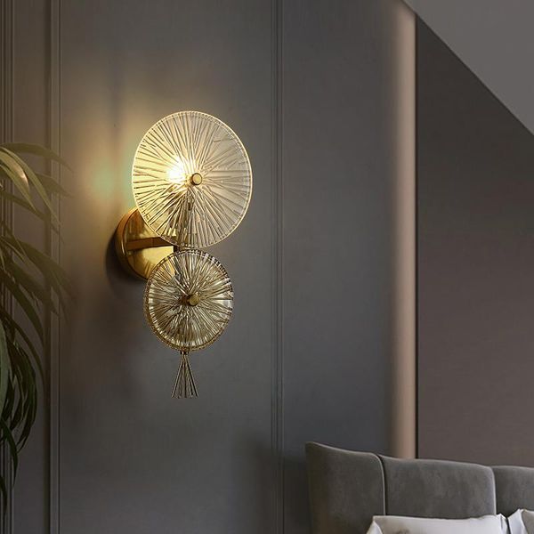 

modern golden simple wall lamp living room background corridor aisle sofa bedroom bedside decorative