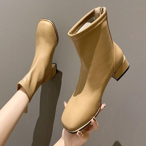 

boots fashion warm plush snow ladies pu leather shoes winter casual jason s botas mujer spring women's ankle, Black